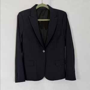 Theory Wool Blazer Suit Jacket Navy Size 12 Office Business Casual EUC